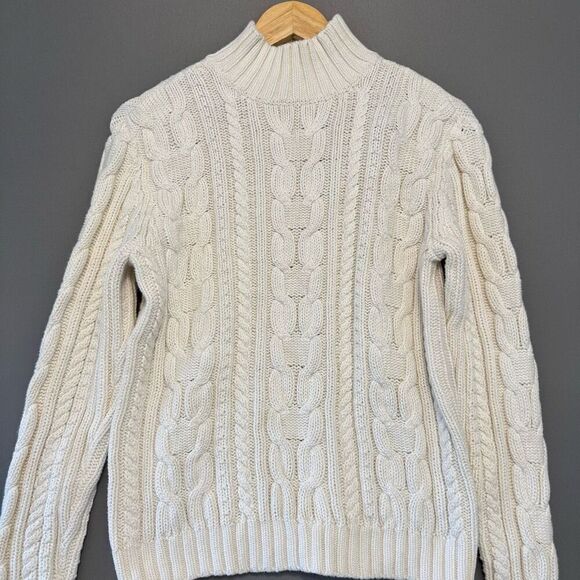 Chaps Ralph Lauren Women’s White Cable Sweater Size Large - Picture 2 of 8